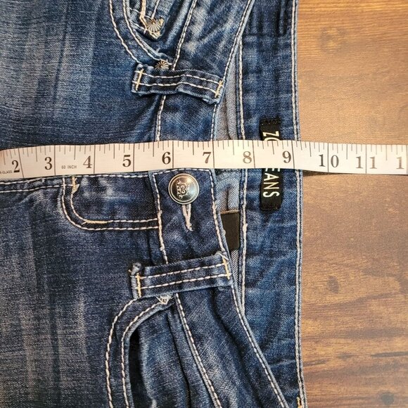 ZCO Jeans 3 Capri Low Rise Wings Embellished Low Rise Medium Wash Denim Western - Picture 7 of 10